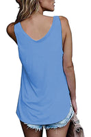 1 x Brand New FANGJIN Women s Sleeveless Top Tunic Summer Long Tank Tops Loose V-Neck Solid Color T-Shirt Casual Blue Camisole Medium Size - RRP €27.6