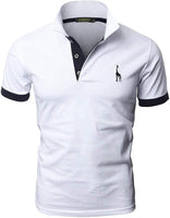 1 x RAW Customer Returns GNRSPTY Polo Shirt Men Short Sleeve Polo Shirt Giraffe Embroidery Solid Color T-Shirt M-3XL,White,M - RRP €22.85