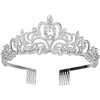 1 x RAW Customer Returns alladaga Wedding Tiara Crown Crystal Rhinestone Bridal Princess Tiara with Comb for Wedding Prom Birthday Party Silver  - RRP €9.06