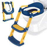 1 x RAW Customer Returns Children s toilet seat for toddlers potty toilet trainer with stairs for boys and girls baby toilet height adjustable and foldable travel bathroom seat with splash guard handles blue - RRP €33.99