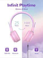 1 x RAW Customer Returns iClever Bluetooth Kids Headphones, Colorful LED Lights, 94dB Volume Limit, Foldable, Adjustable, Wireless and Wired, Built-in Microphone for PC, Tablet, Kindle - RRP €20.16