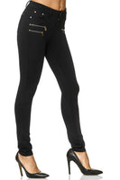 1 x RAW Customer Returns Elara Women s Skinny Fit Jegging Chunkyrayan Elastic Pants Black H86 50 5XL  - RRP €27.1