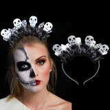 48 x Brand New Yean LED Halloween Headbands Luminous Crown Glitter Luminous Headdress Rave Costume Party Hair Accessories for Women Skull  - RRP €921.6