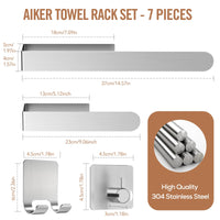 1 x RAW Customer Returns AIKER Bathroom Towel Holder, Accessory Set, 7PCS Adhesive, High Quality Thickened 304 Stainless Steel for Furniture or Wall Decor - RRP €23.59