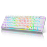 1 x RAW Customer Returns RK61 Mechanical Gaming Keyboard, 2.4GHz Wireless Bluetooth Wired 60 Mechanical Keyboard 61 Keys Hot-Swappable Blue Switch with RGB Lighting Compatible for Win Mac, White QWERTZ  - RRP €76.99