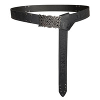 1 x RAW Customer Returns HiiFeuer Viking Embossed Buckle Belt, Nordic Faux Leather Knight Belt, Retro Medieval Warrior Belt for LARP Cosplay Black B  - RRP €24.0