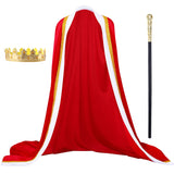 1 x RAW Customer Returns Alaiyaky King Costume for Adults Children, 3 Piece King Cloak Outfit with Crown King Scepter King Red Cape, Halloween Costume King Cape for Carnival Theme Party Christmas Children, L  - RRP €19.04