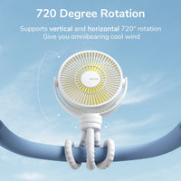 1 x RAW Customer Returns JISULIFE Stroller Fan, Flexible Tripod Fan 4000 mAh Battery operated with 4 speeds, Portable Personal Fan, 720 Rotatable Fan for Strollers, Cots, Car Seats - White - RRP €32.99