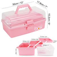 1 x RAW Customer Returns HengLiSam 3-layer multi-purpose storage box, medicine storage, lego storage boxes, craft box, sewing box, fishing box, cosmetics storage box pink 30.5 cm  - RRP €23.22