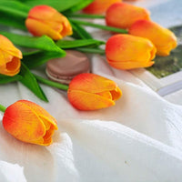 1 x RAW Customer Returns Kisflower 30pcs Artificial Tulips Latex Tulips Flowers Fake Tulip Bouquet Real Touch Flowers for Decor Orange  - RRP €24.32