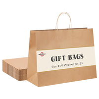 1 x RAW Customer Returns Switory 25 pieces brown paper bags with handles - 41 x 15 x 30 cm large gift bags paper carrier bags kraft paper bag for shopping, DIY, shops, birthday, party - RRP €25.7