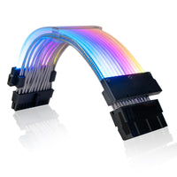 1 x RAW Customer Returns AsiaHorse 24Pin ATX Addressable RGB Cable, ARGB 24PIN Mainboard Sleeved Cable, 5V 3PIN PSU Cable Extension for Motherboard, 18AWG Power Cable Extension with Lighting, Strip Design  - RRP €38.99