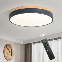 1 x RAW Customer Returns Qamra Modern LED Ceiling Light Wood, Round Ceiling Lamp, 3000K-6500K Ceiling Lights Dimmable with Remote Control, Living Room Lamp, Bedroom Lamp, Lamp Ceiling Lamps, for Kitchen Grey 40cm  - RRP €80.66