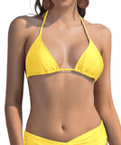 1 x RAW Customer Returns SHEKINI Women s Bikini Sliding Classic Triangle Backless Adjustable Ties Up Bikini Top S, Bikini Top - Yellow  - RRP €20.64