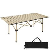 1 x RAW Customer Returns JOYART camping table foldable folding table camping folding table portable aluminum with carrying bag for picnic cooking garden hiking travel up to 100 kg - 120x55x50cm beige - RRP €80.66