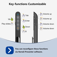 1 x RAW Customer Returns NORWII N76GBK Green Laser Pointer Presentation 100M, Wireless Presenter Rechargeable Presentation Clicker for Powerpoint, Supports Mac Hyperlink Volume - RRP €32.45