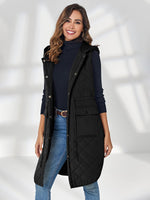 1 x RAW Customer Returns Wenrine Women s Vest Long Sleeveless Winter Quilted Vest with Hood and Pockets Casual, Black, S - RRP €55.45