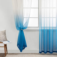 1 x RAW Customer Returns MIULEE Curtains Transparent Curtains Gradient Voile Sheer Set of 2 Curtains with Eyelets Decorative Curtain Window Curtain for Bedroom and Living Room 225 cm x 140 cm H x W White Dark Blue - RRP €27.74