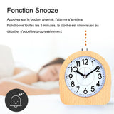 1 x RAW Customer Returns BIGFOX Alarm Clock, Wooden Battery Operated Analogue Silent Alarm Clock No Tic Bag with Snooze Function Wooden Clock with Hands Alarm Growth for Family Office Travel - RRP €20.4