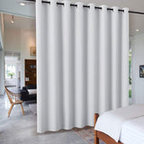 1 x RAW Customer Returns PONY DANCE Room divider curtain, heat-insulating partition, room divider for living room, bedroom and office, privacy protection, thermal curtain, cold protection, eyelet curtain, 1 piece, H 243 x W 457 cm, grey-white - RRP €71.62