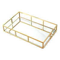 3 x RAW Customer Returns PuTwo Metal Mirrored Ornate Decorative Tray Jewelry Tray 12 x 8 - Champagne Gold Finish - RRP €59.79