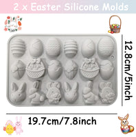 2 x Brand New YGCHEN Silicone Mold Easter 3D Chocolate Mold Easter Bunny Easter Eggs Mould Cake Mold Rabbit Soap Molds Kitchen Baking Mold for Baking, Cakes, Chocolate, 2 Pieces - RRP €30.24