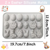 2 x Brand New YGCHEN Silicone Mold Easter 3D Chocolate Mold Easter Bunny Easter Eggs Mould Cake Mold Rabbit Soap Molds Kitchen Baking Mold for Baking, Cakes, Chocolate, 2 Pieces - RRP €30.24