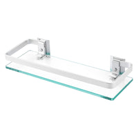 1 x RAW Customer Returns KES Shower Shelf Glass 8mm Tempered Glass Shower Shelf Shelf Shower Glass Shelf for Bathroom Wall Shelf Glass Shelf Bathroom Shelf Wall Mounted Aluminum Silver A4126A - RRP €27.85