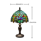 1 x RAW Customer Returns MIAOKE Tiffany Style Table Lamp, Vintage Table Lamp, Handcraft Stained Glass Lampshade Table Lamps for Bedroom Bedside Lamp Study Office Green Dragonfly  - RRP €74.99