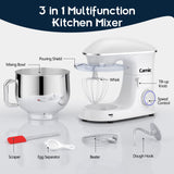 1 x RAW Customer Returns Food processor kneading machine Camic 1500W 8L food processor mixer multifunctional mixer low noise powerful and professional, 6 speeds with pulse, stainless steel bowl, white  - RRP €118.01