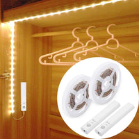 1 x RAW Customer Returns LUXJET 2pack LED Strip Battery Operated Motion Sensor 1.5M, 3000K Warm White LED Tape Battery Operated Motion Sensor for Wardrobe, Cupboard - RRP €16.99