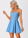 1 x RAW Customer Returns Allegra K Women s Dress Sexy Strapless Off Shoulder A-Line Party Ruffles Elegant Mini Dress Blue XS - RRP €47.99