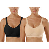 1 x RAW Customer Returns Vertvie Women s Set of 1 2 3 Sports Bra Plain Without Underwire Bustier Classic Comfortable Stretch Bra Medium Support Padded Feel-Good Bra Black Beige, XXL  - RRP €30.24