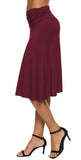 1 x RAW Customer Returns EXCHIC Women s Elegant Elastic Waist A-Line Yoga Skirt Solid Color Summer Skirt Knee Length S, Wine Red  - RRP €27.2