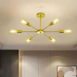 1 x RAW Customer Returns ZTWLEED Industrial ceiling lamp, 6 E27 ceiling lamp, golden ceiling lamp, vintage chandelier, retro ceiling light for bedroom, living room, kitchen, diameter 82 cm bulb not included  - RRP €36.99