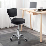 1 x RAW Customer Returns KKTONER swivel chair rolling stool office chair height adjustable swivel stool with low backrest PU leather black - RRP €56.46