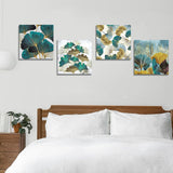 1 x RAW Customer Returns Artscope 4-piece canvas print with Ginkgo Biloba leaves motif art print - modern wall picture for kitchen bathroom living room wall decoration - 30 x 30 cm - RRP €27.53