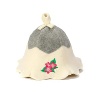 1 x RAW Customer Returns Natural Textile Sauna Hat Sauna Flower White - 100 organic wool felt hats - Protect your head from heat - English sauna e-book manual included - with embroidery - RRP €32.87