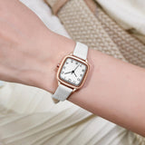 1 x RAW Customer Returns CIVO Women s Watch Analogue Small Waterproof Leather Rectangle Simple Wristwatch Quartz Watch Elegant Casual Designer White - RRP €23.99