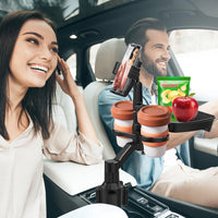 1 x RAW Customer Returns Car Cup Holder Table Tray, 360 Adjustable Car Table, Car Multifunctional Table, Car Cup Holder for Vehicle Food Tray, Car Cup Holder Expander, With Cell Phone Holder - RRP €24.19