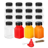 1 x Brand New YBCPACK Small plastic bottles for filling 125ml, mini ginger shot bottles set - 16 pieces including funnel and brush, made of food-safe material, high-quality seal - RRP €10.07