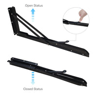 1 x RAW Customer Returns Shelf brackets, 400 mm, 2 pieces, stainless steel folding console, folding hinge, folding console, heavy duty for benches and shelf consoles, shelf brackets, black - RRP €16.84