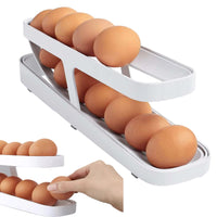 1 x RAW Customer Returns 2 Tier Plastic Egg Dispenser Container, Egg Rack Carton, Egg Storage Carton, Egg Rack for Refrigerator 14 Eggs, White  - RRP €22.8