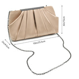 1 x RAW Customer Returns ROSA ROSE Women s Clutch Elegant Chain Bag Handbag Evening Bag for Party Bride Girl Beige  - RRP €18.14