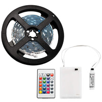 1 x RAW Customer Returns 2m battery powered RGB LED strip lights Flexible rope light with battery power supply and 24 keys RF remote control - RRP €14.11