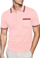 1 x RAW Customer Returns JACKETOWN Polo Shirt Men s Short Sleeve Regular Polo Shirt Men Quick-Drying Casual Sport Shirt Outdoor T-Shirts with Glasses Holder Button Placket Breathable Polo Shirts 2412-Light Pink-L  - RRP €34.2