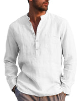 1 x RAW Customer Returns LVCBL Men s Long Sleeve Henley Summer Shirt Men s Casual Shirt with Chest Pocket Regular Fit Men Shirts White M - RRP €22.93