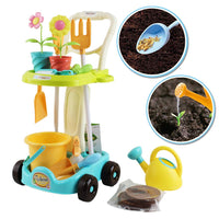 1 x RAW Customer Returns deAO 26 pieces children s garden tools toy with wheelbarrow, 2 in 1 flower garden toy and sand toy with watering cans, rakes, spades, buckets, garden toy set for boys and girls from 2 to 3 years - RRP €35.99