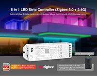 1 x RAW Customer Returns lighteu , Milight Miboxer Zigbee3.0 and 2.4GHz 5-in-1 LED Strip Controller 12V 24V Compatible with Zigbee 2.4GHz Remote Control APP Voice Control, ZL5 - RRP €27.22