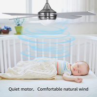 1 x RAW Customer Returns Ovlaim 122cm Modern Ceiling Fan with LED Lighting 3 Colors and Remote Control 6 Speed , Energy Saving DC Motor Super Quiet, Suitable for Summer Winter Ventilation Effect - Silver - RRP €151.14